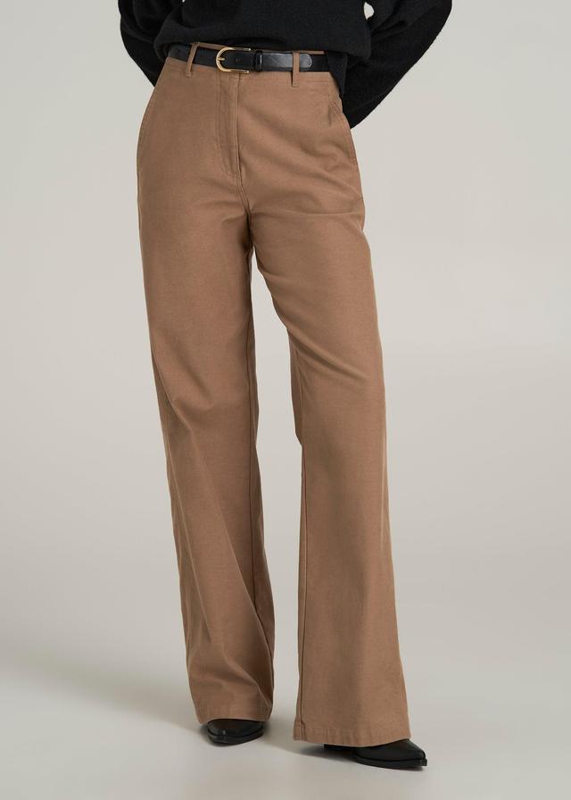 High Rise Wide Leg Flat Front Chino Pants for Tall Women in Fawn Product Image