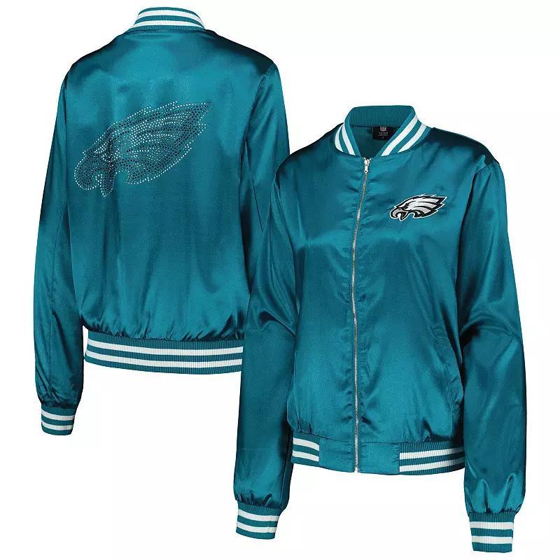 Womens Cuce Midnight Philadelphia Eagles Rhinestone Full-Zip Varsity Jacket Product Image