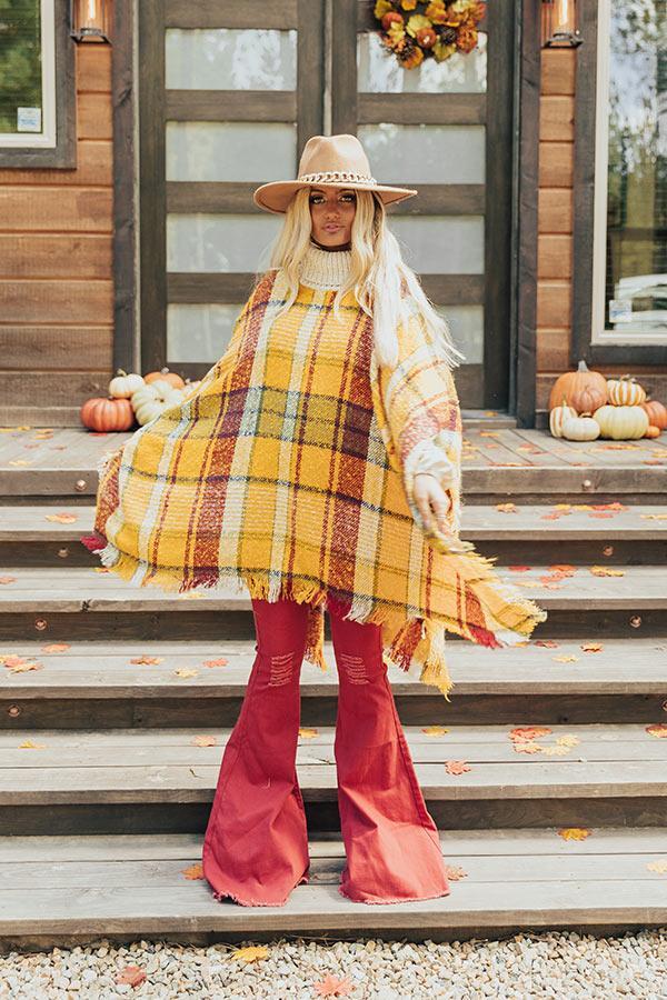 Pouring Cider Plaid Poncho Product Image