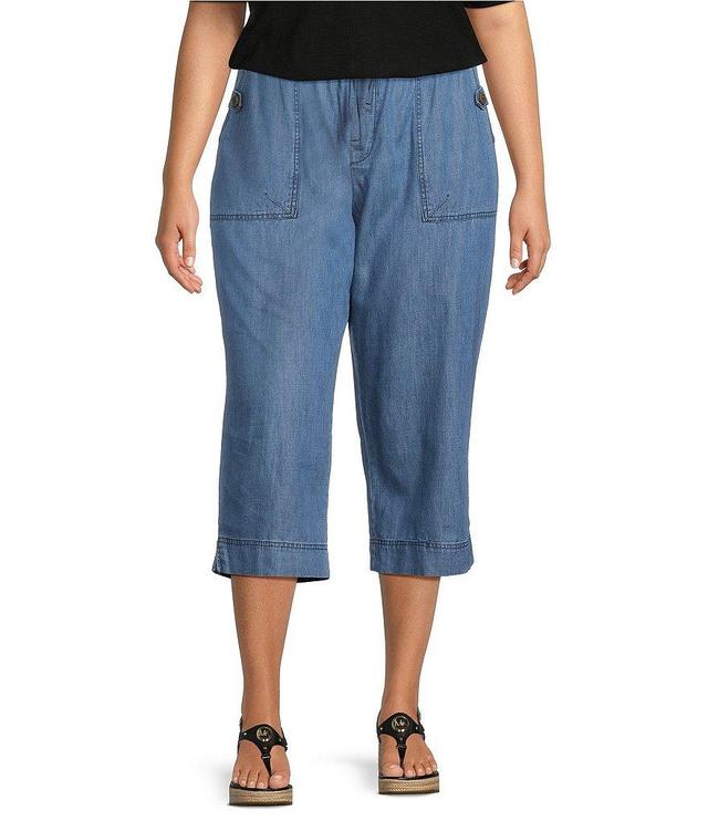 Westbound Plus Size The ISLAND Crop Pull-On Mid Rise Wide Leg Drawstring Waist Pant Product Image