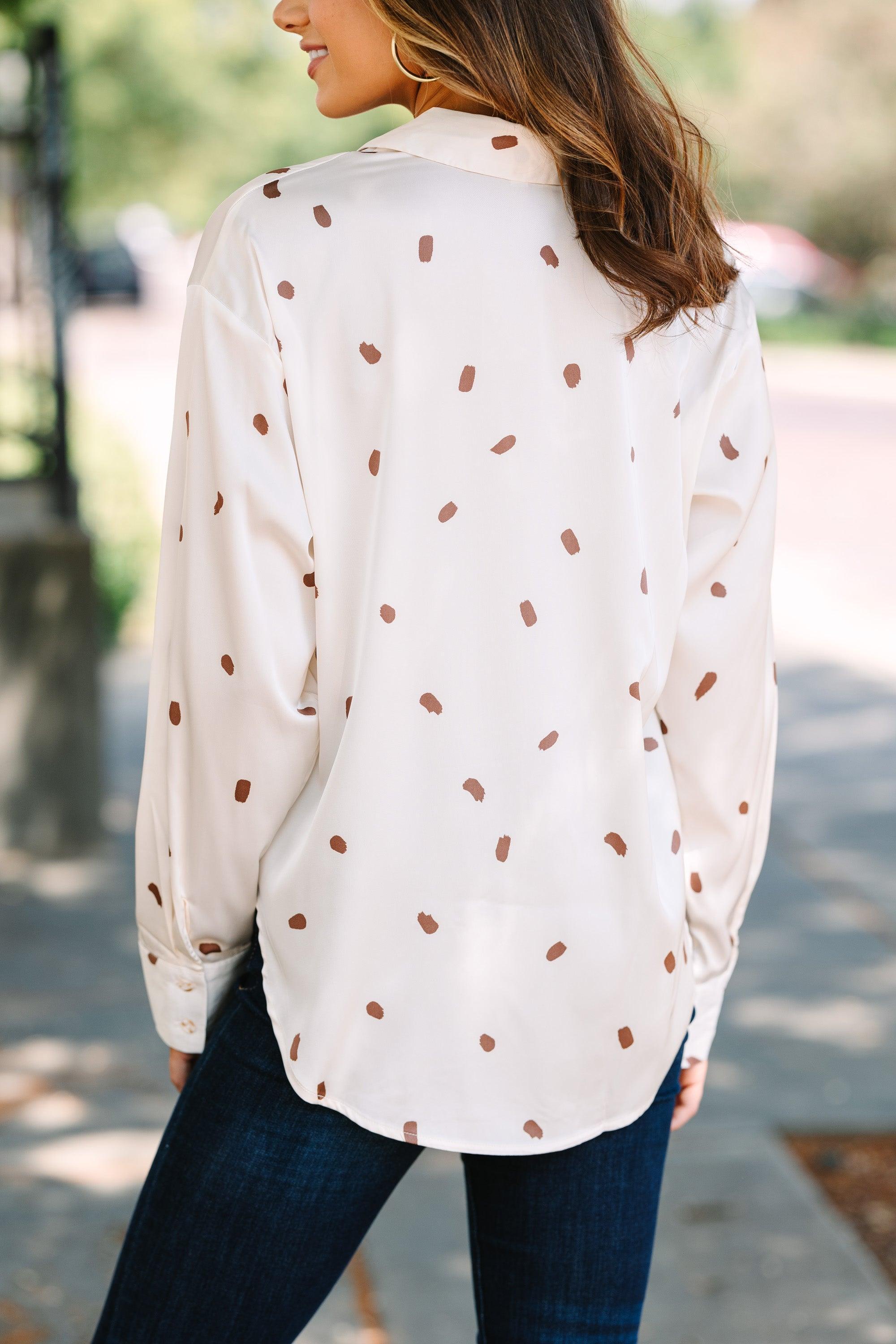 Don't You Wait Cream White Polka Dot Blouse Female Product Image