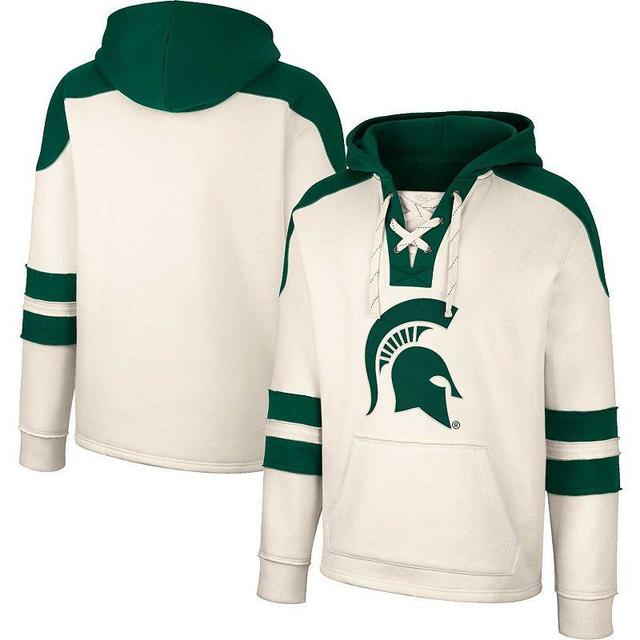 Mens Colosseum Cream Michigan State Spartans Lace-Up 4.0 Vintage-Like Pullover Hoodie Product Image