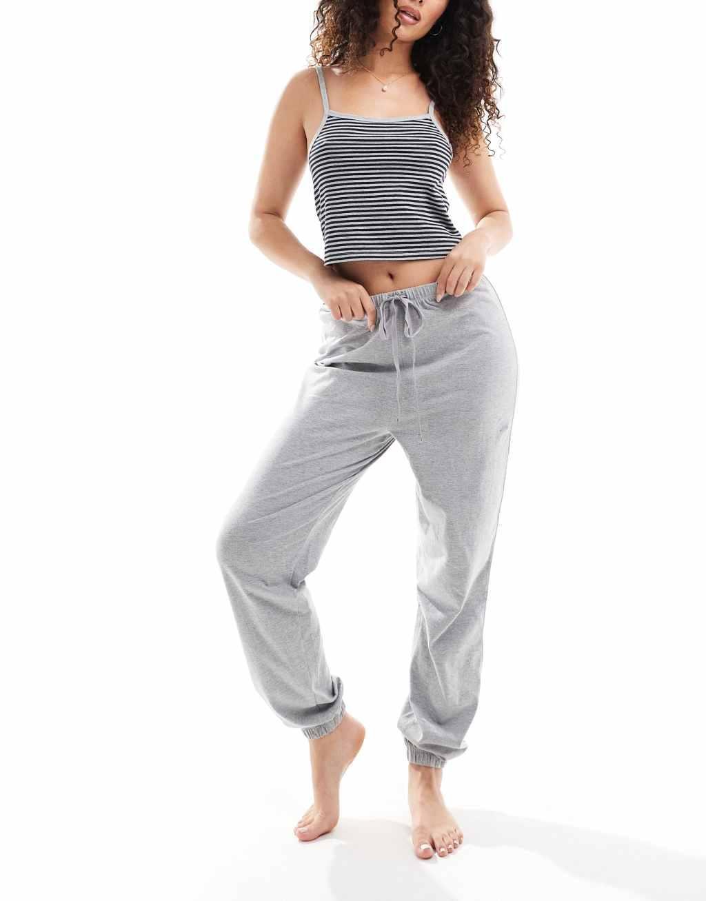 ASOS DESIGN mix & match preppy sweatpants pajama bottom in gray Product Image