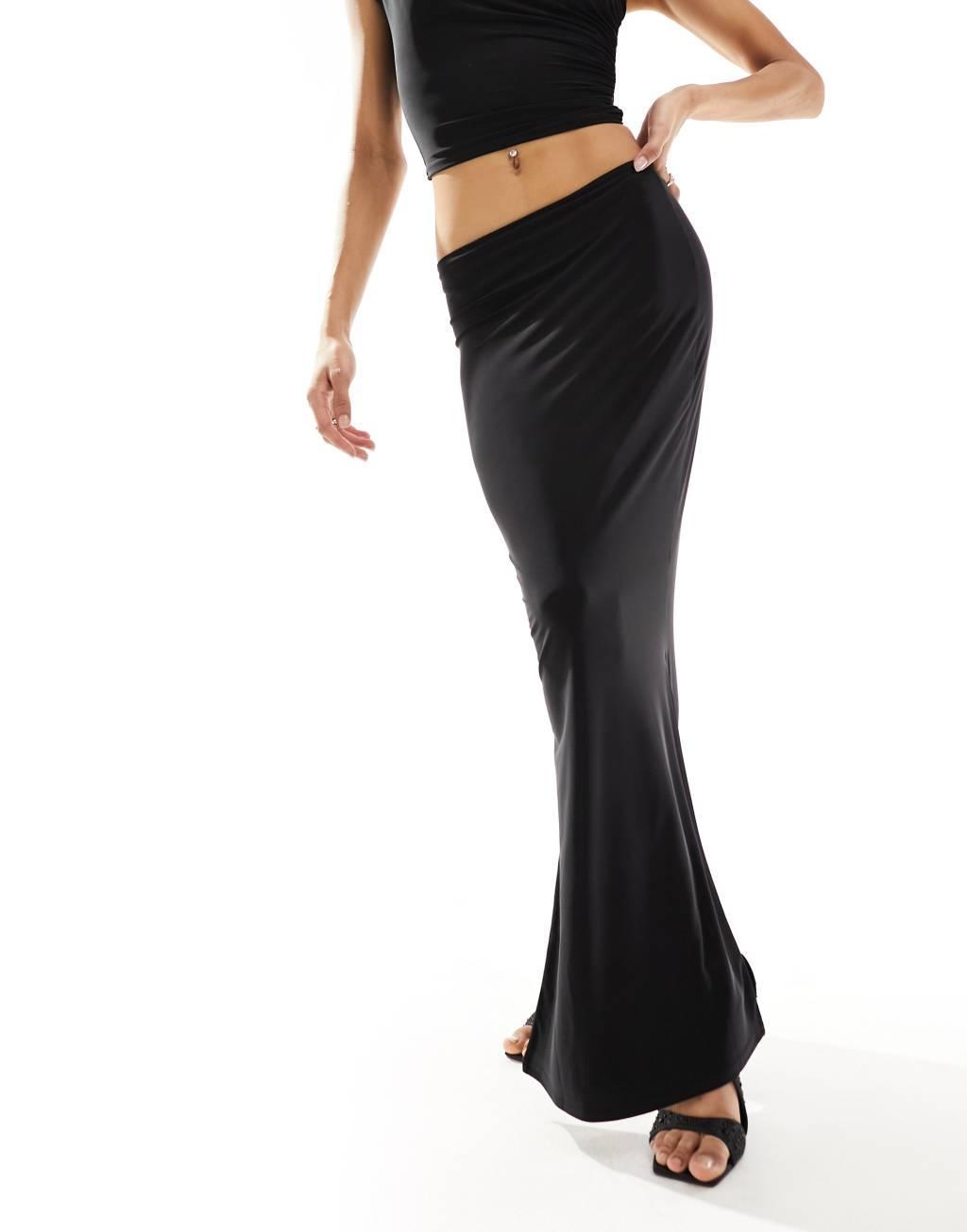 Kaiia slinky maxi skirt in black - part of a set Product Image