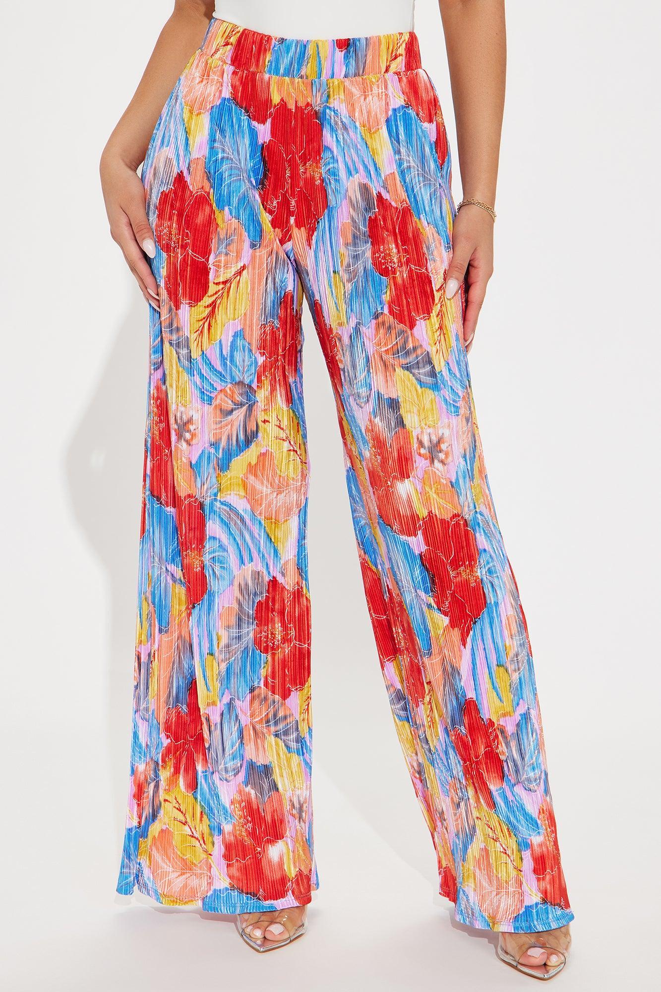 Tropic Time Printed Plisse Pant - Peach/combo Product Image