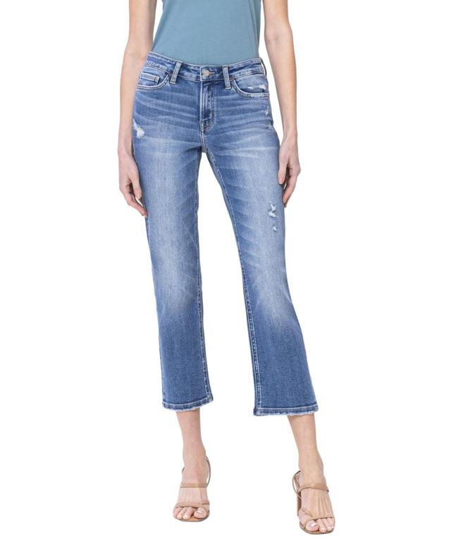 Vervet Womens Mid Rise Cropped Straight Jeans Product Image