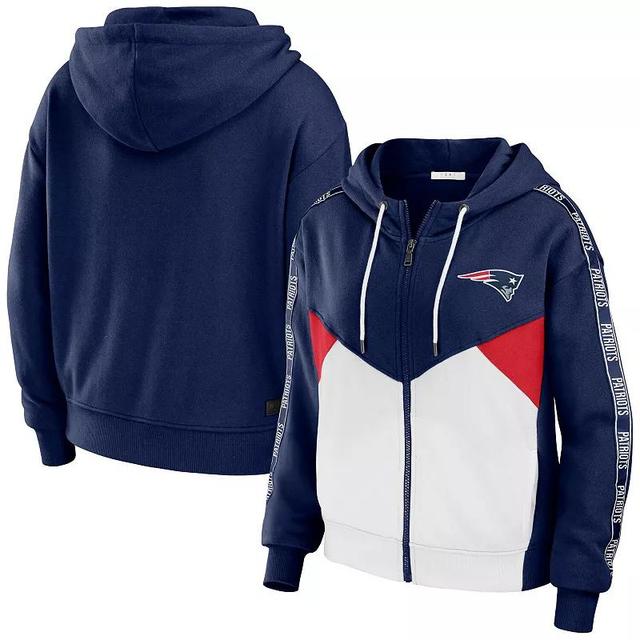 Womens WEAR by Erin Andrews /White Denver Broncos Color-Block Full-Zip Hoodie Blue Product Image