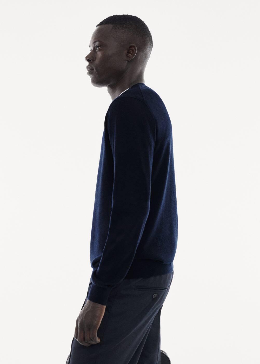 MANGO MAN - 100% merino wool V-neck sweater dark navyMen Product Image