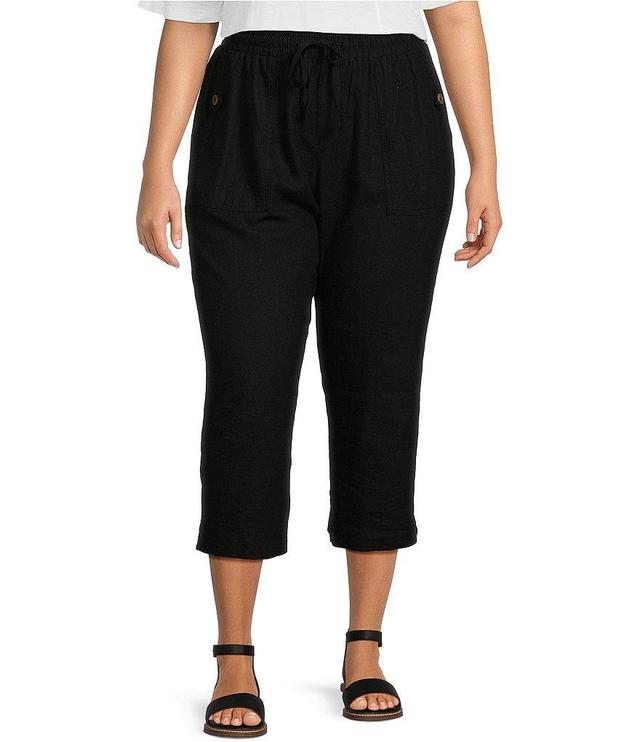 Westbound Plus Size The ISLAND Crop Pull-On Mid Rise Wide Leg Drawstring Waist Pant Product Image