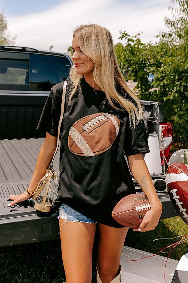 Kickoff Cutie Embroidered Oversized Tee in Black product image