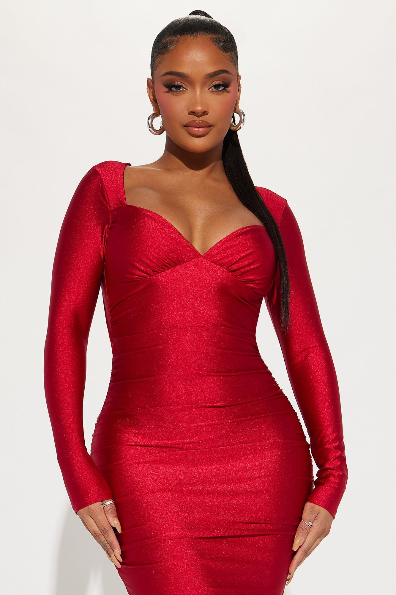 Brianna Tricot Gown - Red Product Image