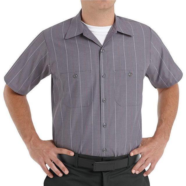 Mens Red Kap Classic-Fit Durastripe Striped Button-Down Work Shirt Grey Stripe Product Image