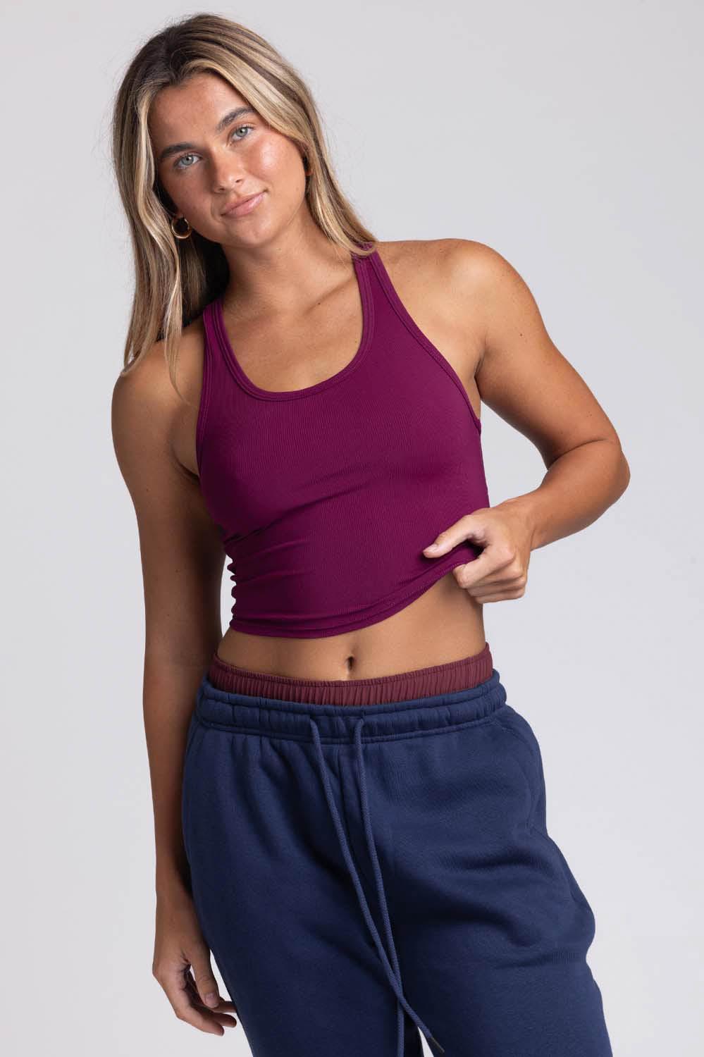 Rochelle Basic Crop Top - Cabernet Female Product Image