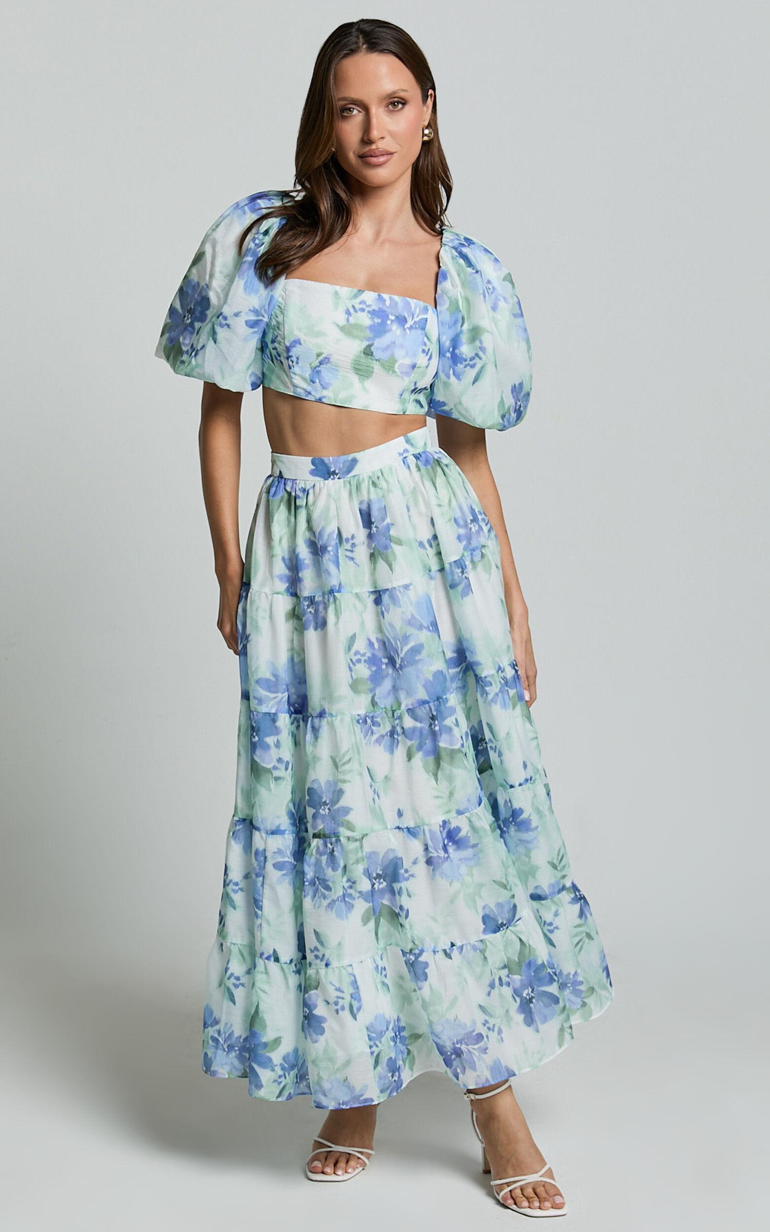 Amalie The Label - Rosa Crop Top and Tiered Maxi Skirt Two Piece Set in Elysian Print Product Image