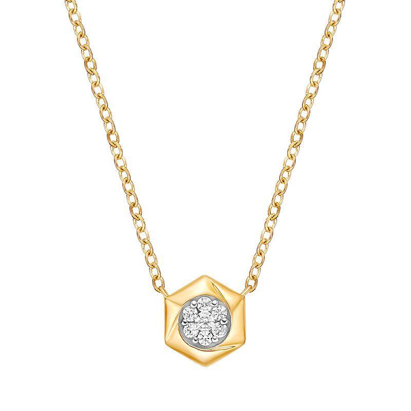 Gemminded 10k Gold 1/10 Carat T.W. Diamond Hexagon Pendant Necklace, Womens White Product Image