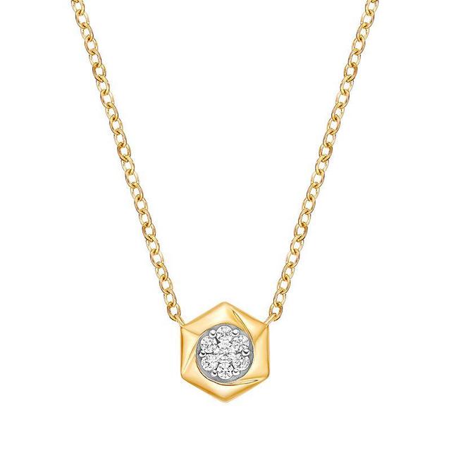 Gemminded 10k Gold 1/10 Carat T.W. Diamond Hexagon Pendant Necklace, Womens Product Image