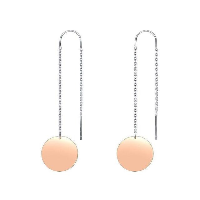 18k Rose Gold Over Silver Disc Threader Earrings, Womens, Pink Tone Product Image