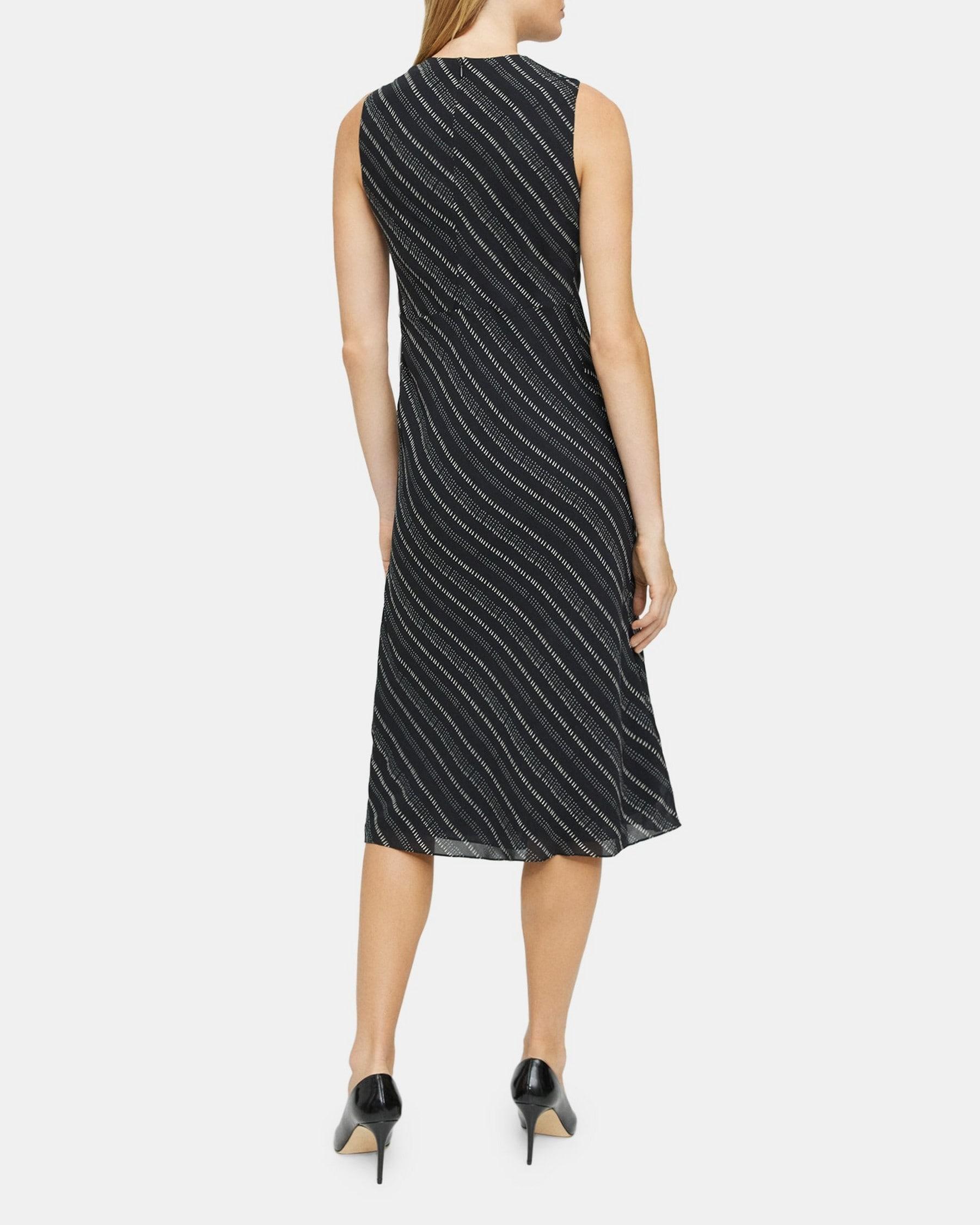 Draped Asymmetrical Dress in Silk Crepe Product Image