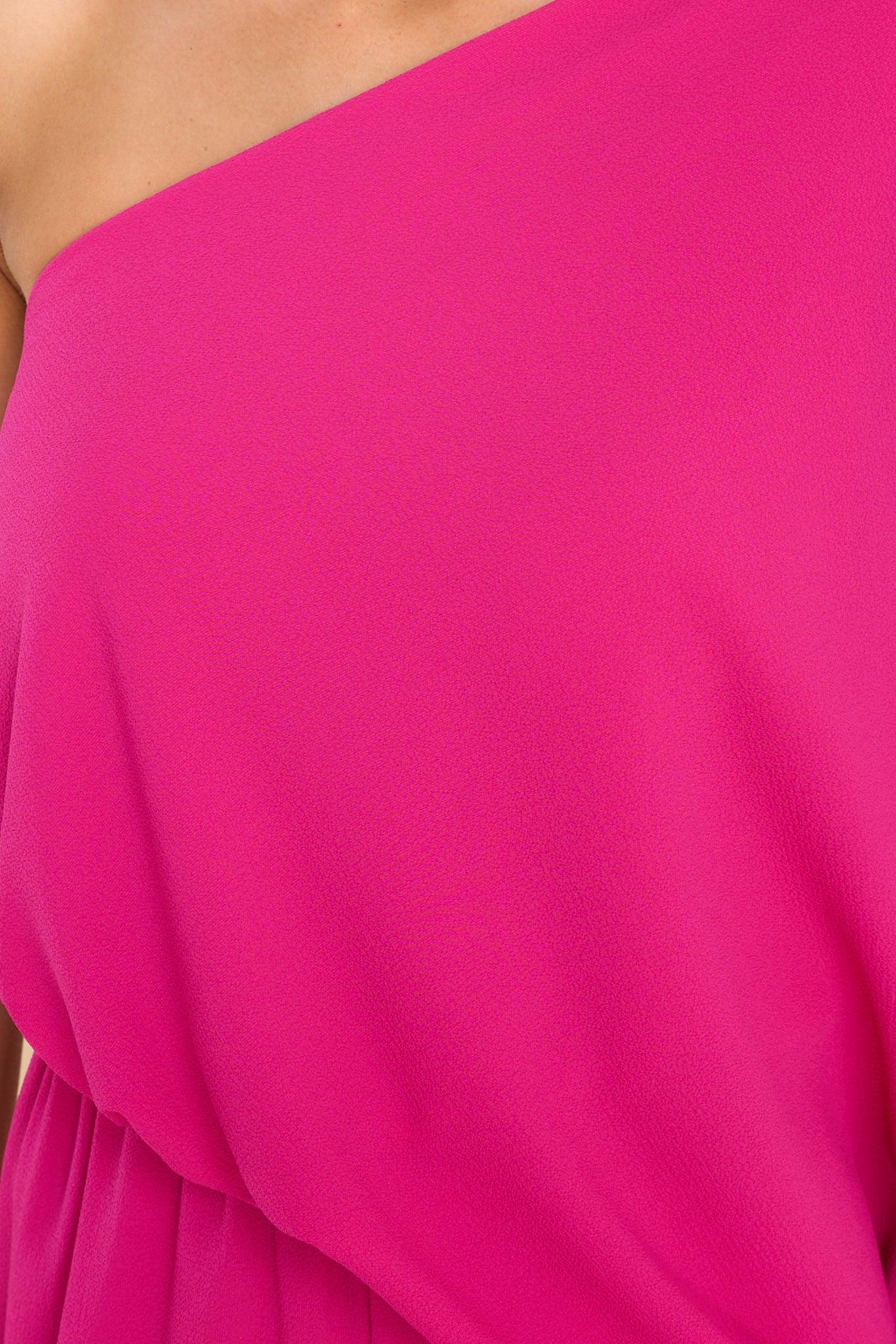 Dreaming Of New Fuchsia One Shoulder Jumpsuit Product Image