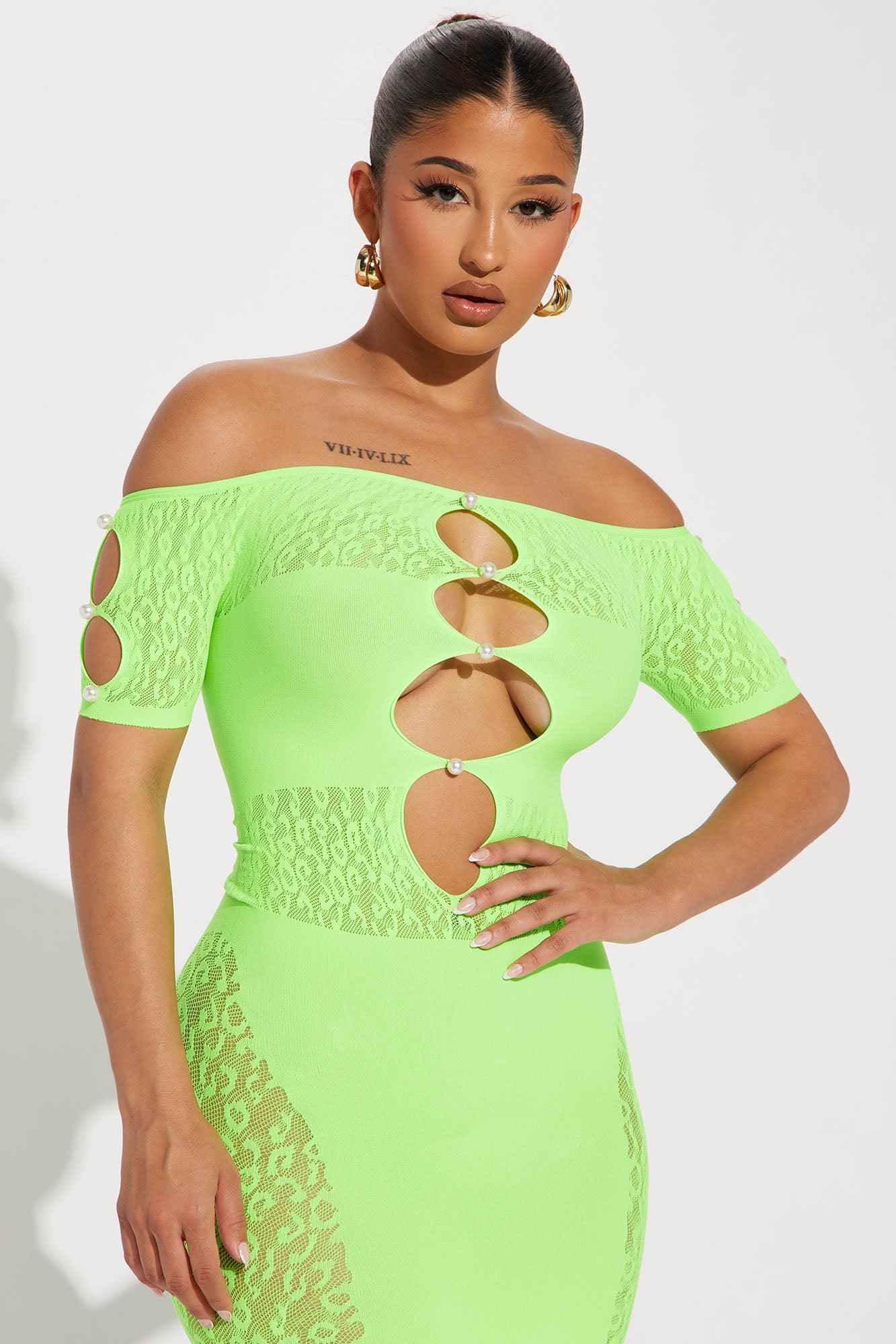 Sexy Seamless Mini Dress - Lime Product Image