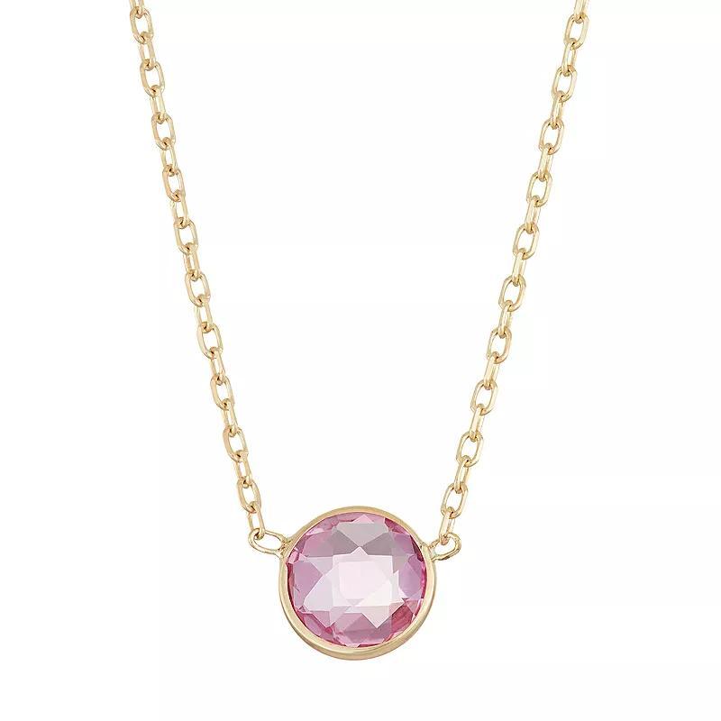 Designs by Gioelli 10k Gold Lab-Created Pink Sapphire Circle Pendant Necklace, Womens Product Image