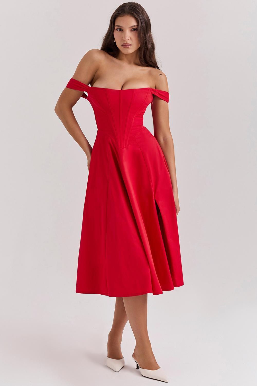 Saira Scarlet Midi Sundress Product Image