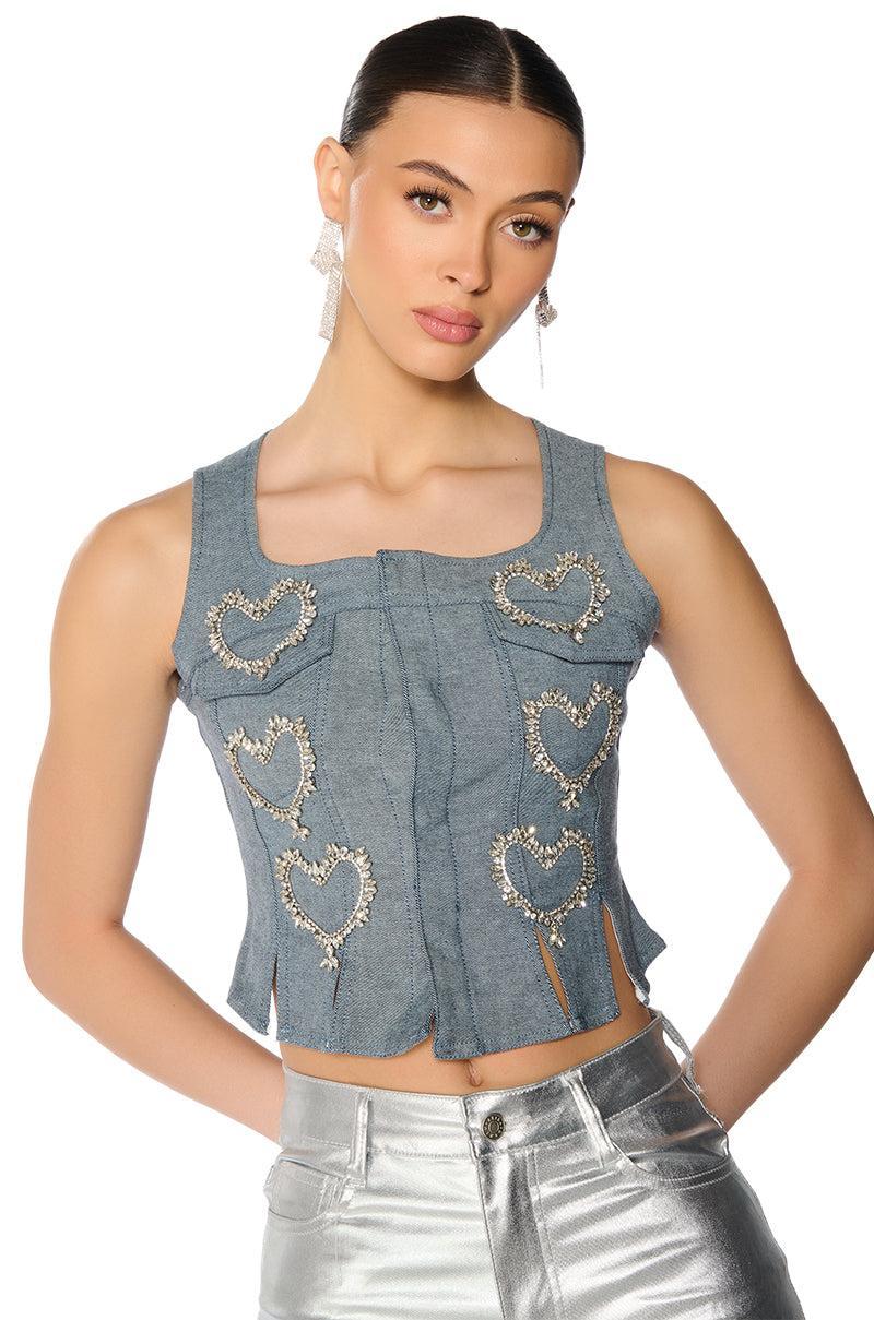 HEART ON DENIM VEST Product Image