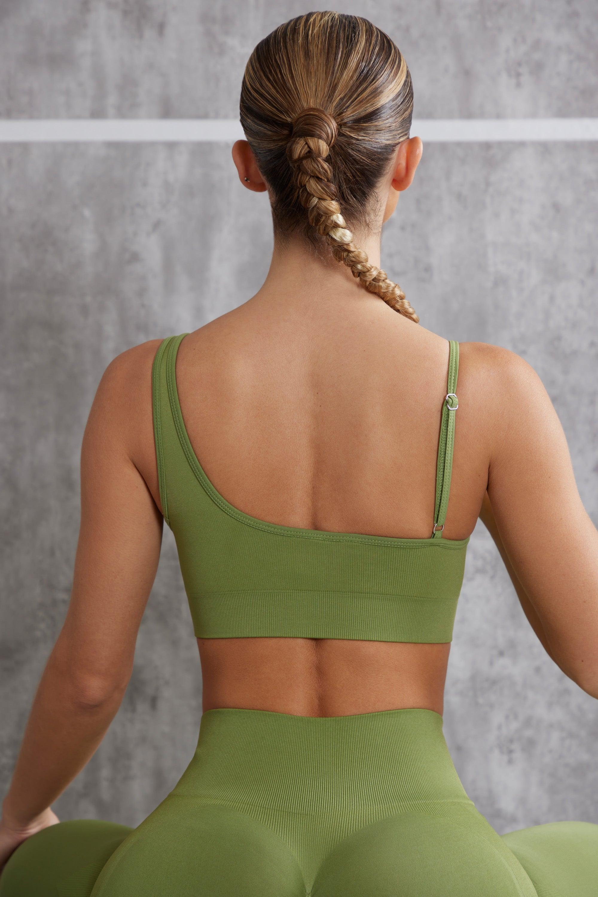 Asymmetric Sports Bra in Olive Female Product Image