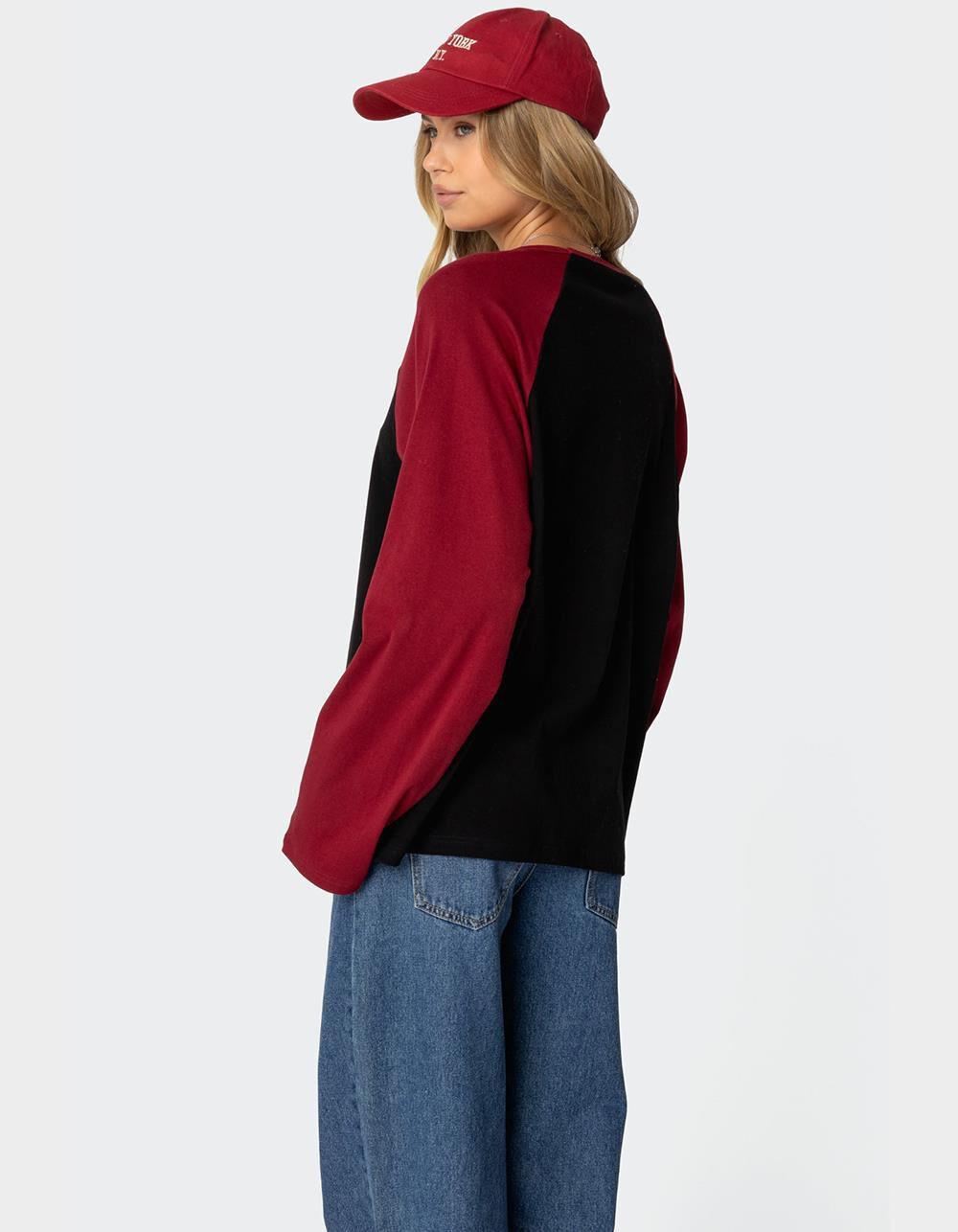 EDIKTED Oversized Raglan Long Sleeve Tee Product Image