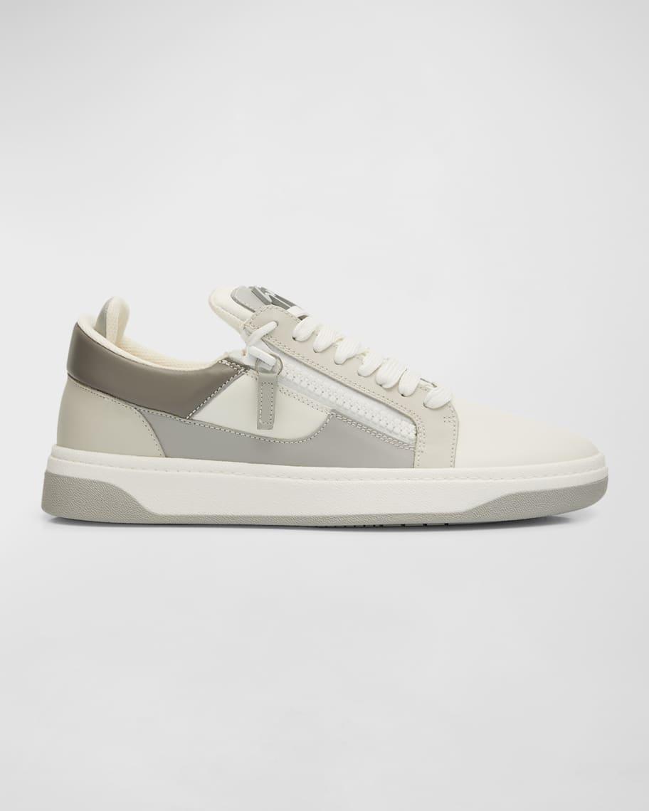 Men's Leather Low-Top Zip Sneakers Product Image