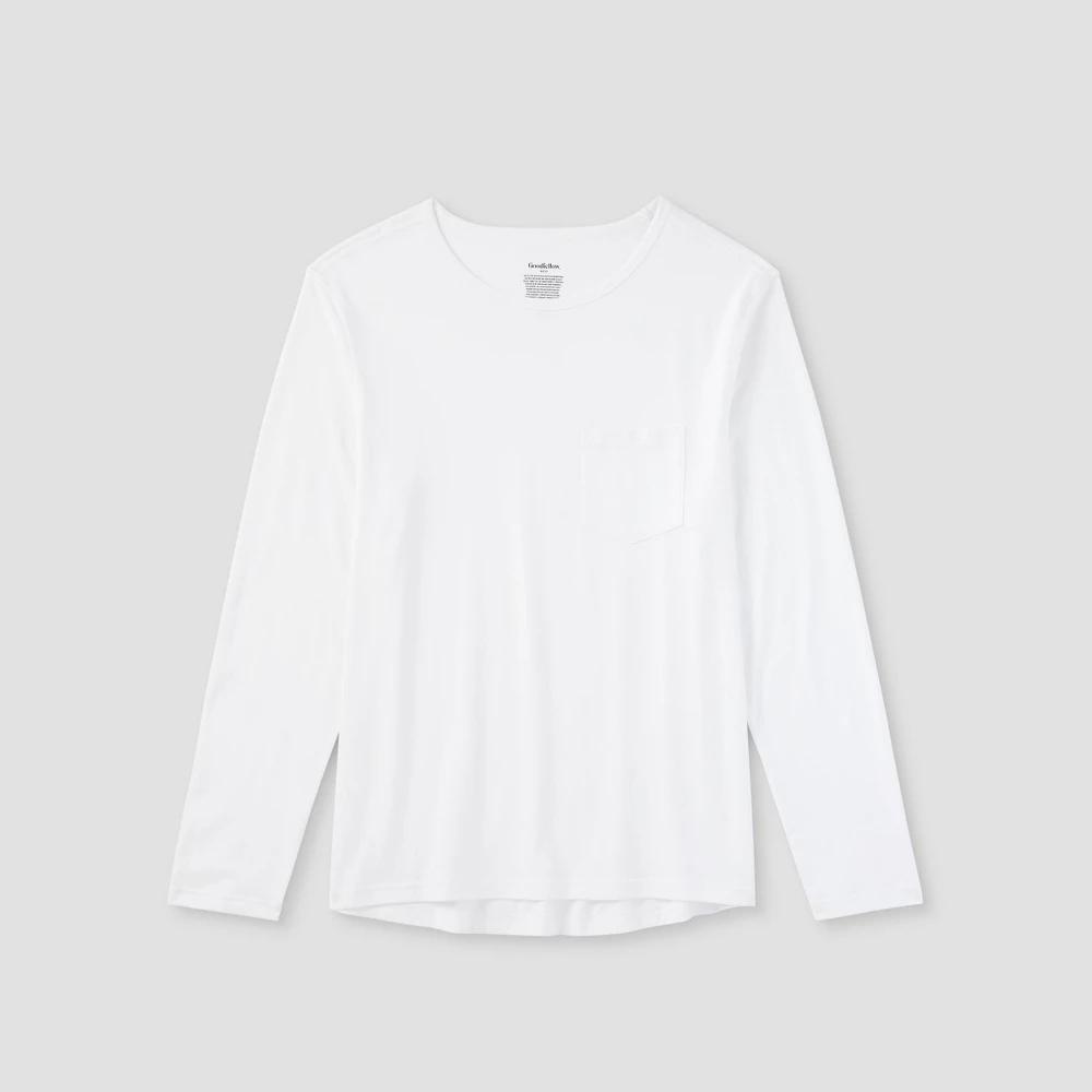 Mens Adaptive Every Wear Long Sleeve T-Shirt - Goodfellow & Co Eco White M Product Image