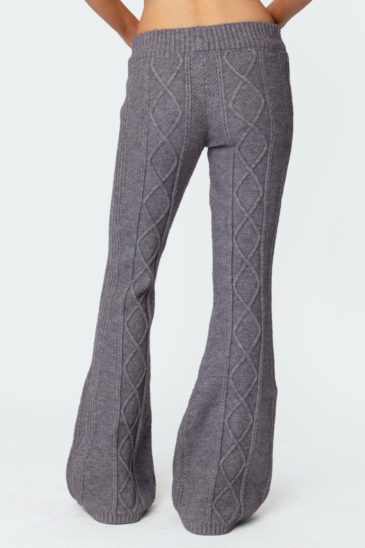 Ray Cable Knit Flared Pants Product Image