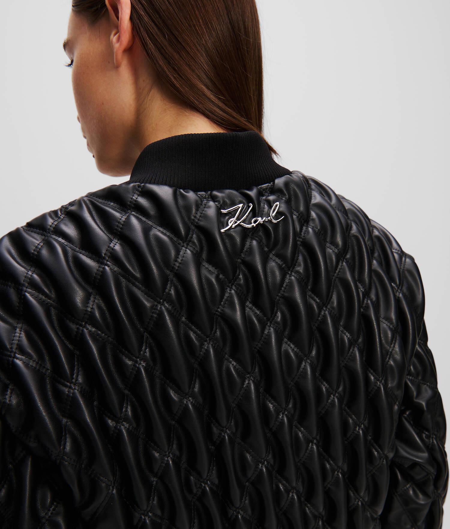 FAUX-LEATHER QUILTED BOMBER JACKET Product Image