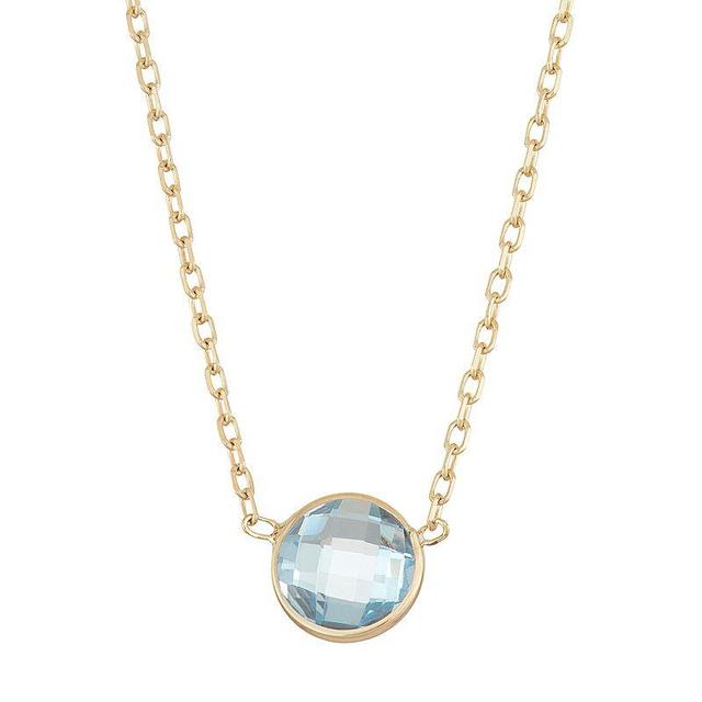 Designs by Gioelli 10k Gold Lab-Created Aquamarine Circle Pendant Necklace, Womens Blue Product Image