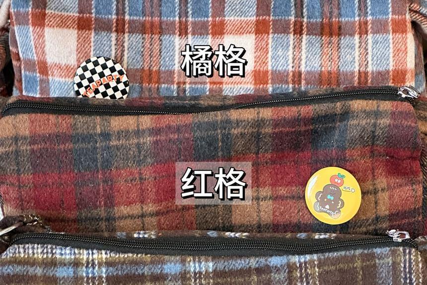 Plaid Crossbody Bag / Bag Charm / Coin Purse / Set Product Image