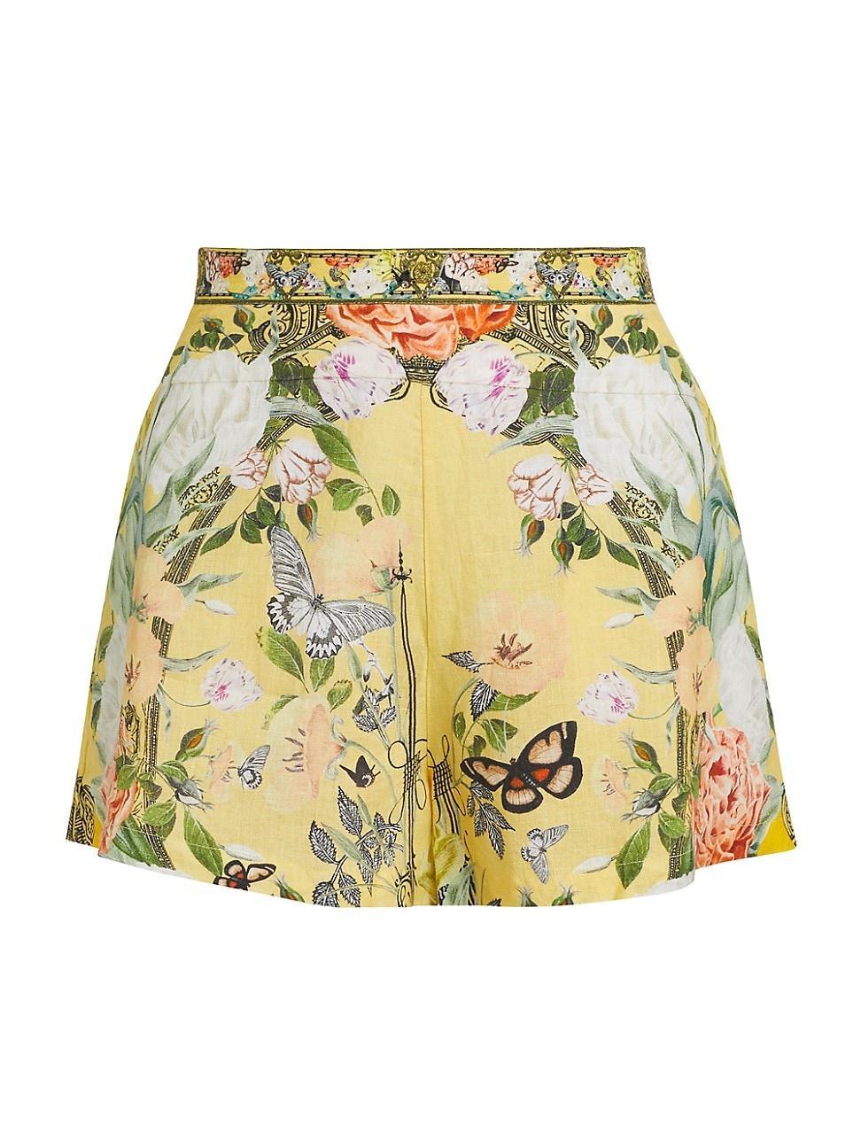 Womens Paths Of Gold Graphic Linen Shorts product image