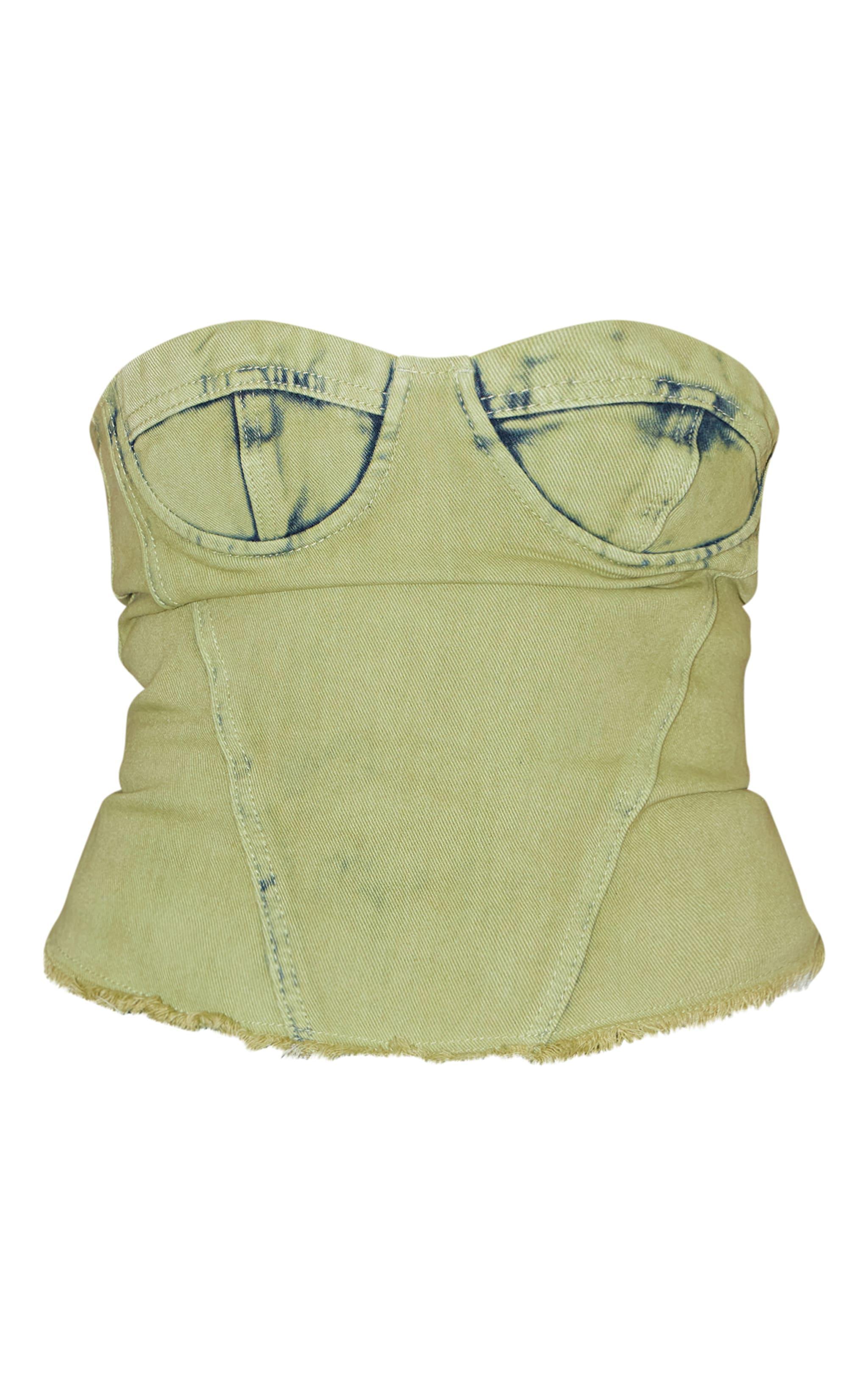 Green Tint Acid Wash Corset Crop Top Product Image