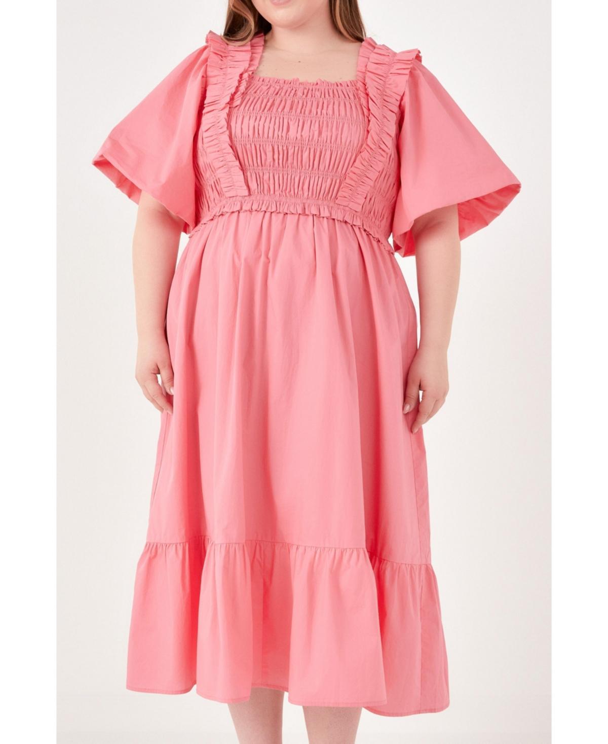 Womens Plus size Ruffled Smocked Midi Dress Product Image