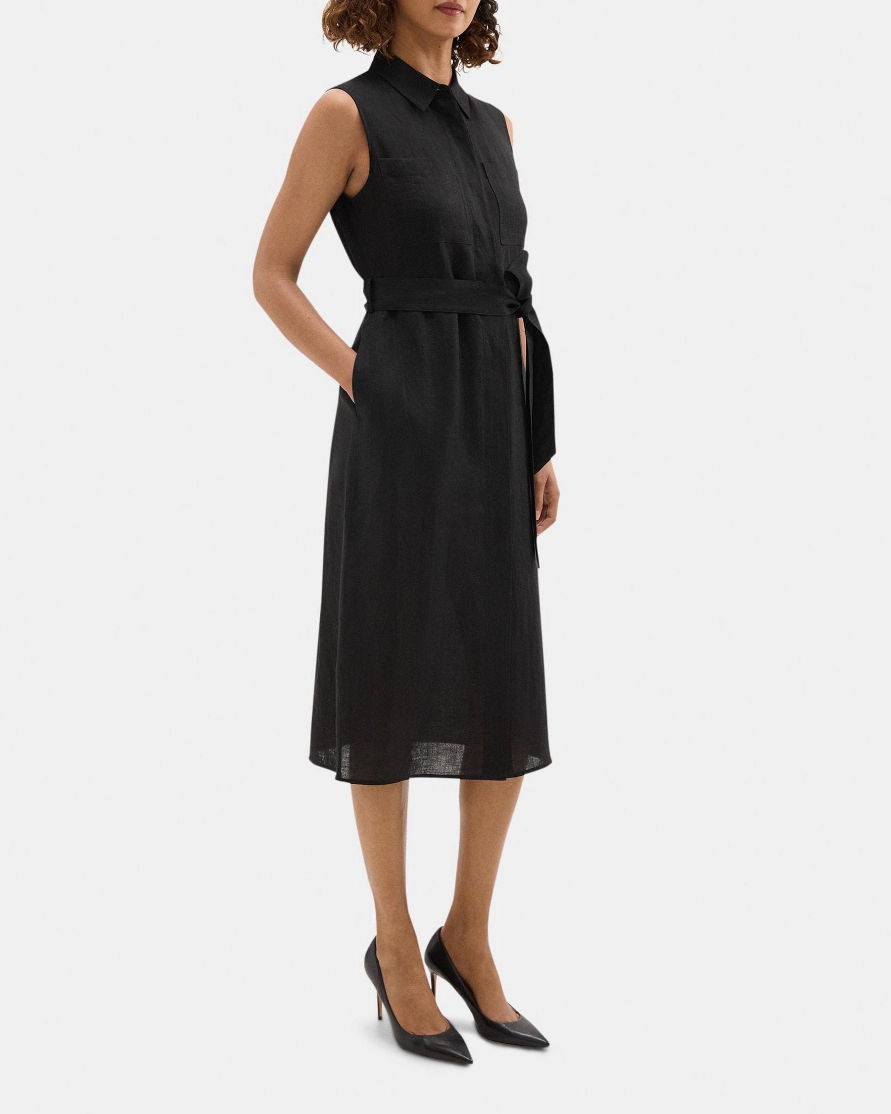 Belted Patch Pocket Dress in Hemp Product Image