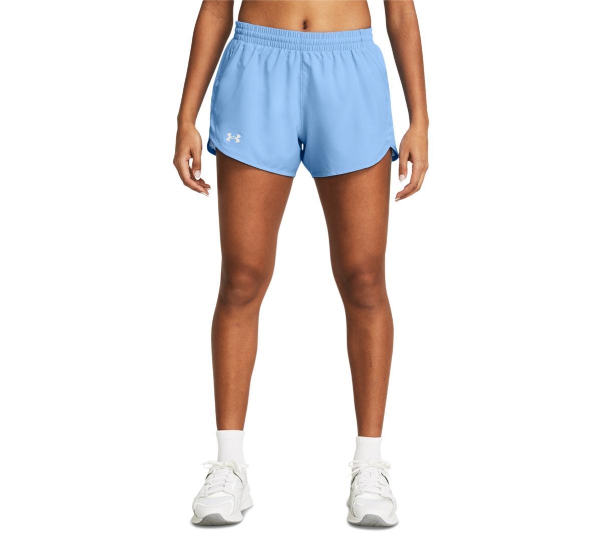 Under Armour Womens Fly By Mesh-Panel Running Shorts - Fluo Pink / Fluo Pink Product Image