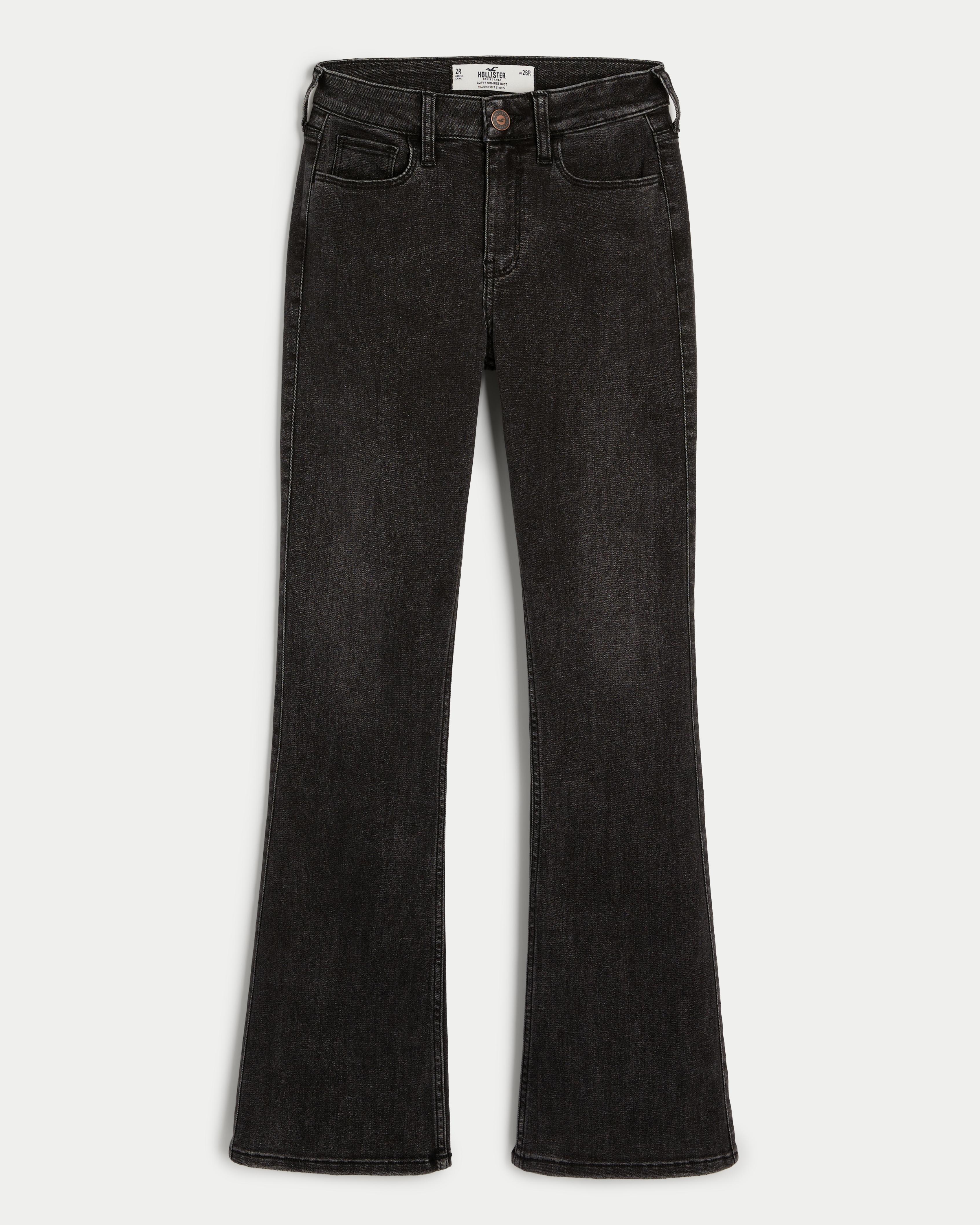 Curvy Mid-Rise Washed Black Boot Jeans Product Image