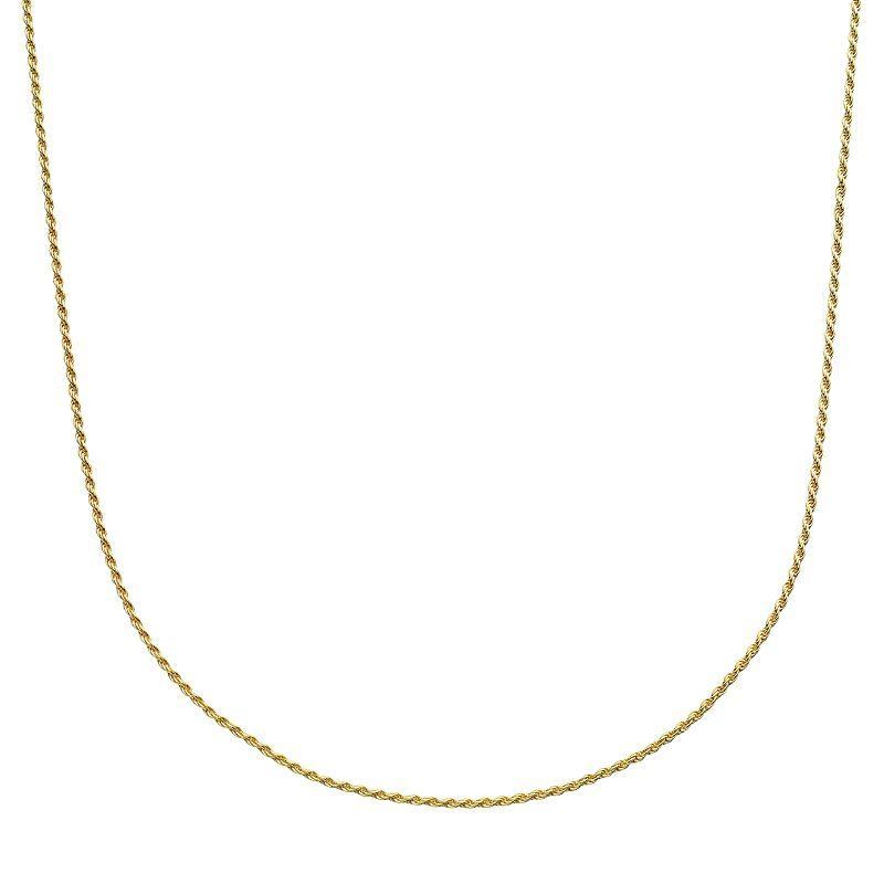 Primavera 24k Gold Over Silver Rope Chain Necklace, Womens Gold Tone Product Image