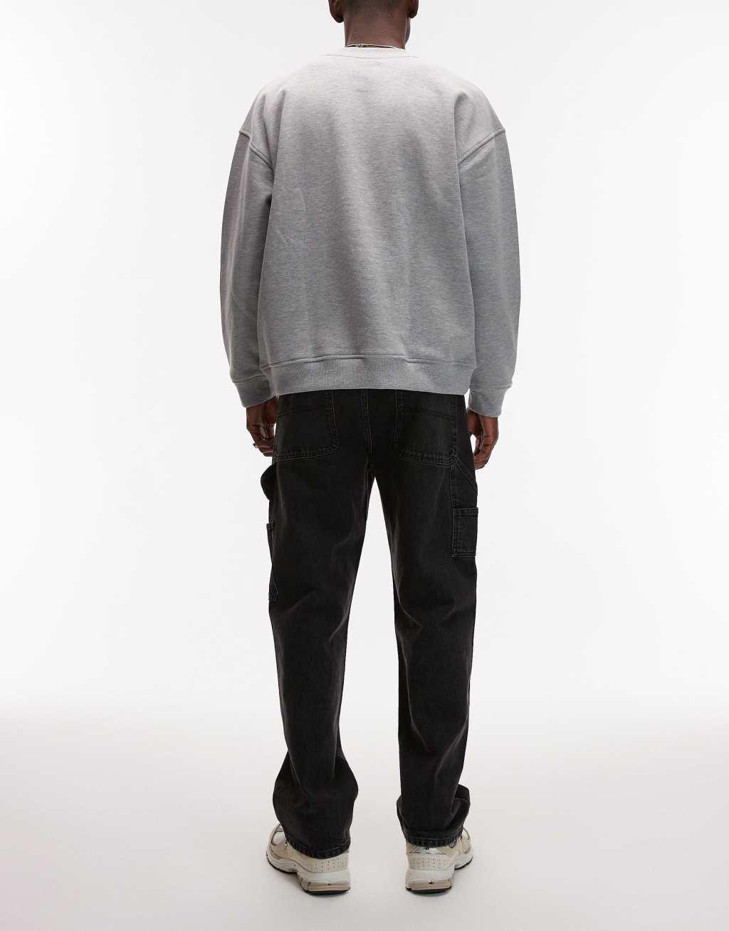 Topman straight carpenter jeans in washed black Product Image