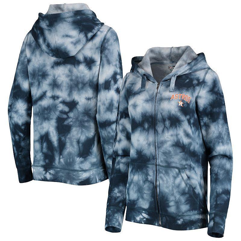 Womens New Era Houston Astros Tie-Dye Full-Zip Hoodie Blue Product Image