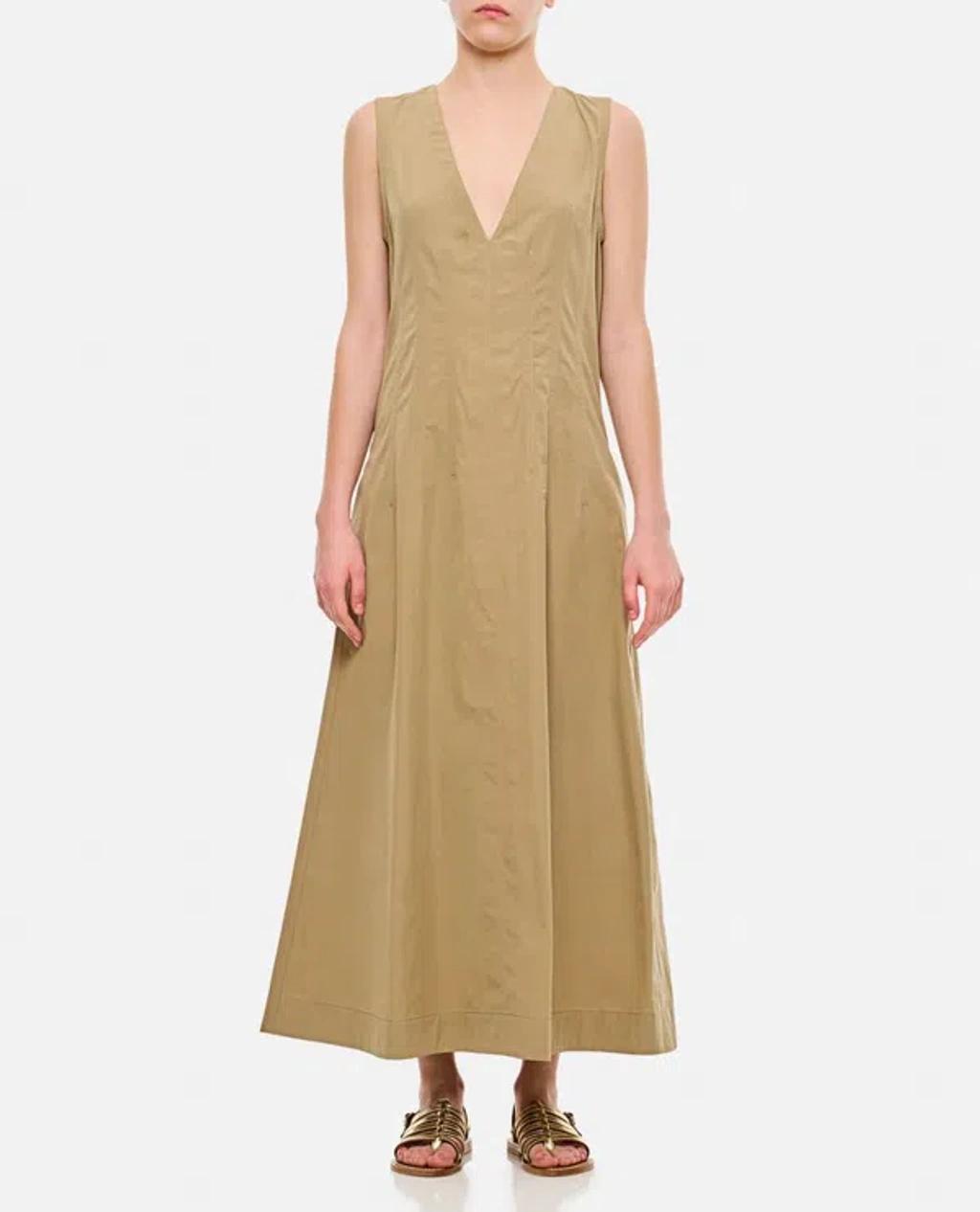 Open Back Cotton Dress In Beige product image