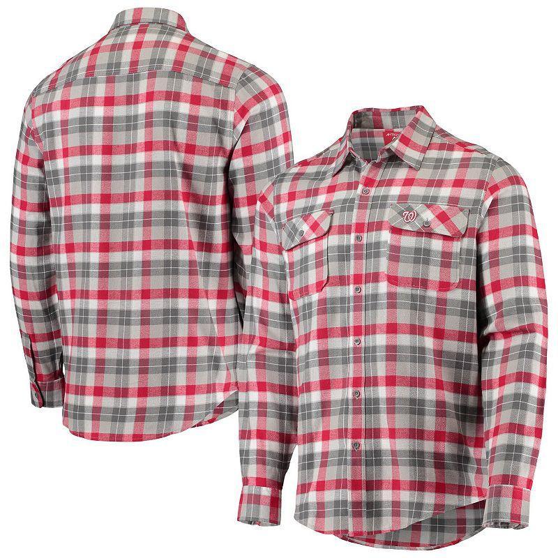 Mens Antigua /White Washington Nationals Ease Flannel Button-Up Long Sleeve Shirt Product Image