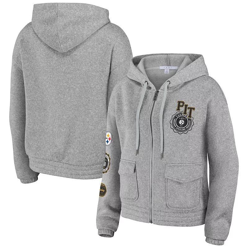 Womens WEAR by Erin Andrews Heather Gray Pittsburgh Steelers Full-Zip Hoodie Product Image