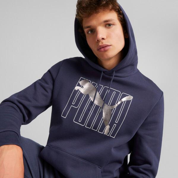 PUMA ESS+ Logo Lab Men's Hoodie in Dark Blue Product Image