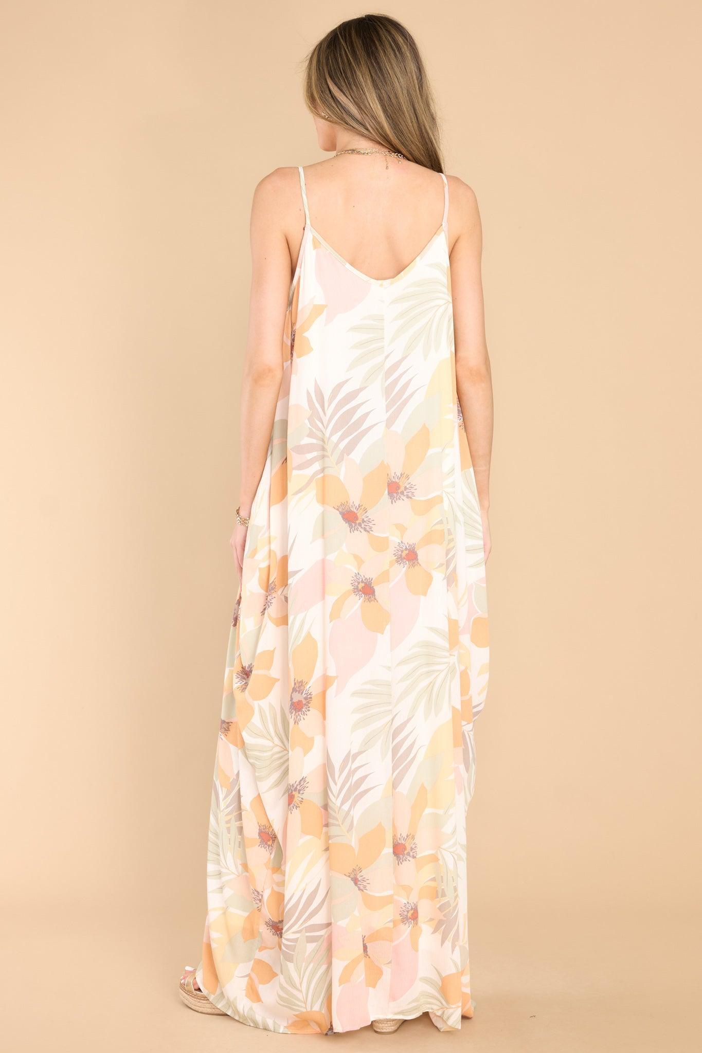 Out At Sea Tangerine Tropical Maxi Dress Ivory Product Image