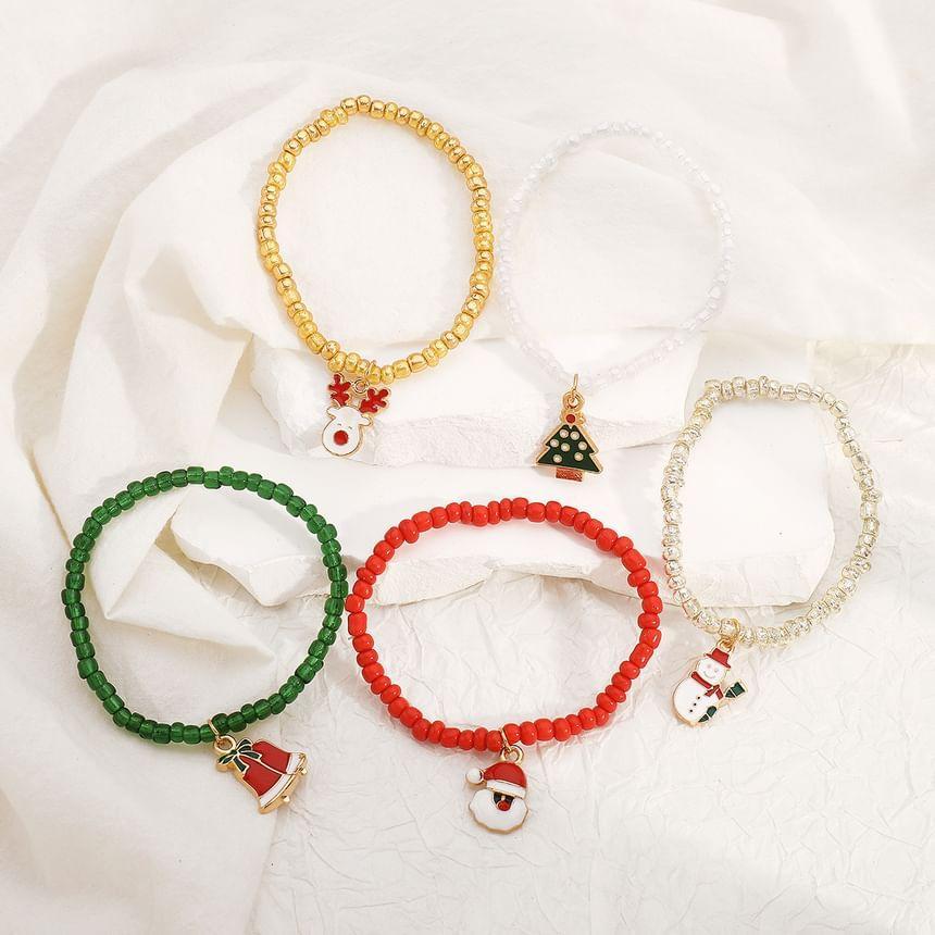 Set of 5: Christmas Beaded Bracelet Product Image